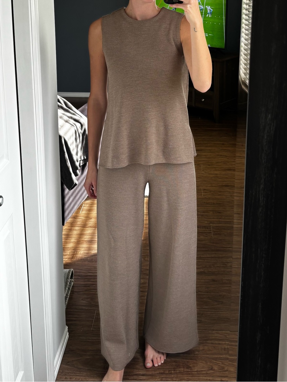 Piqué Soft Sleevless Top & Wide Leg Pant